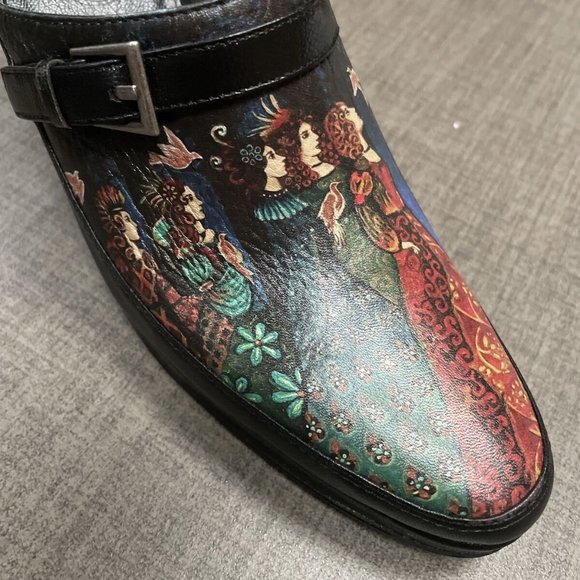Icon shara twelve women Art Print leather heeled mule Nib 8 - Picture 6 of 9